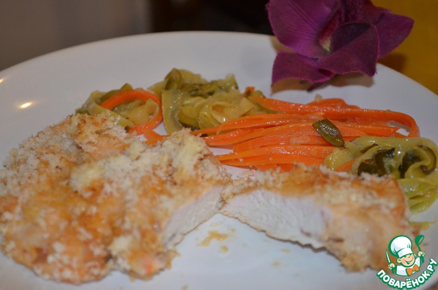 Chicken Breasts with vegetable fettuccine