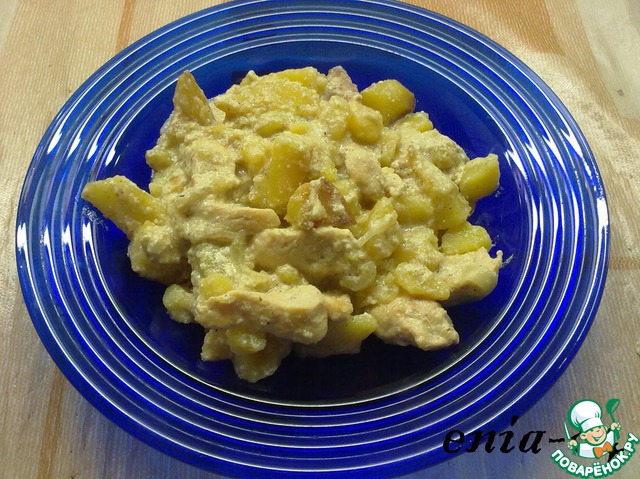Potato chicken, stewed in milk
