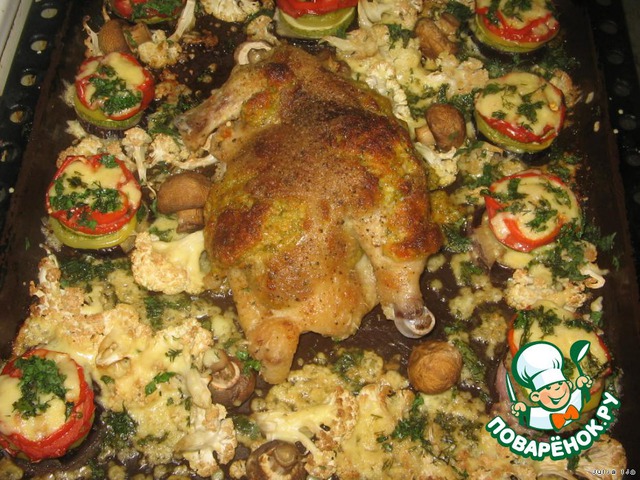 Курочка с башенками из овощей