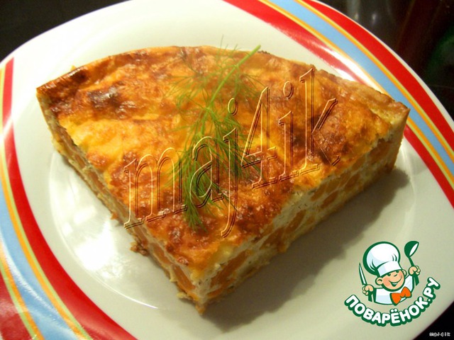 Quiche with cottage cheese and carrots