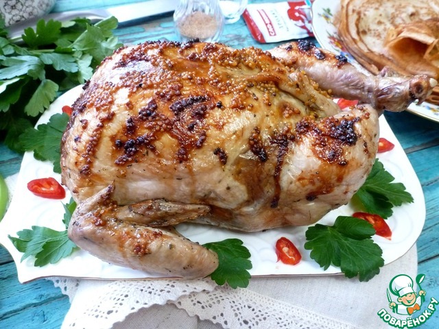 Chicken roulade stuffed with pancakes