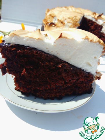 Chocolate pecan pie with meringue