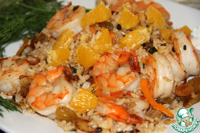 Brown rice with shrimp