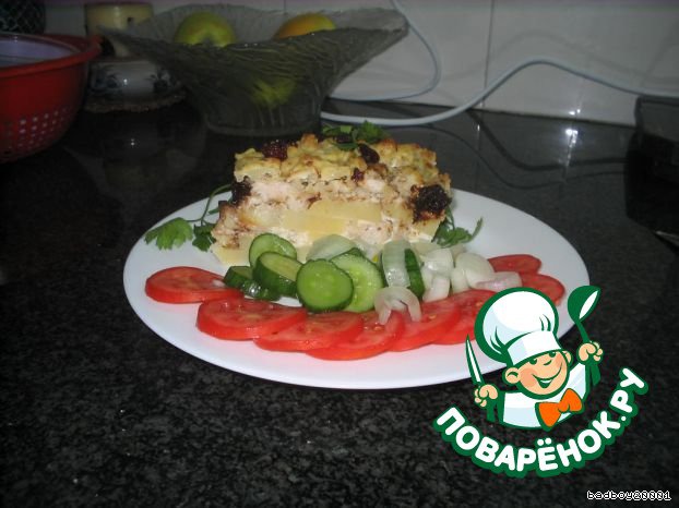 Пирог из курицы и цветной капусты
