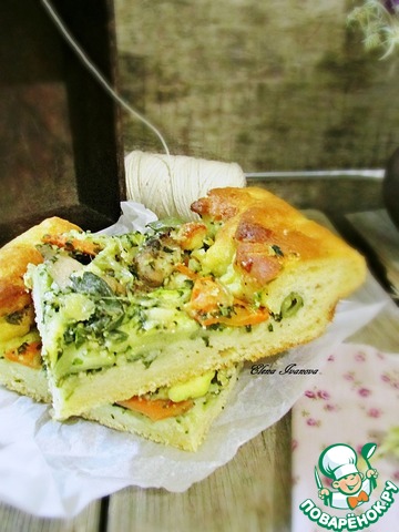 Millet pie with vegetables and chicken
