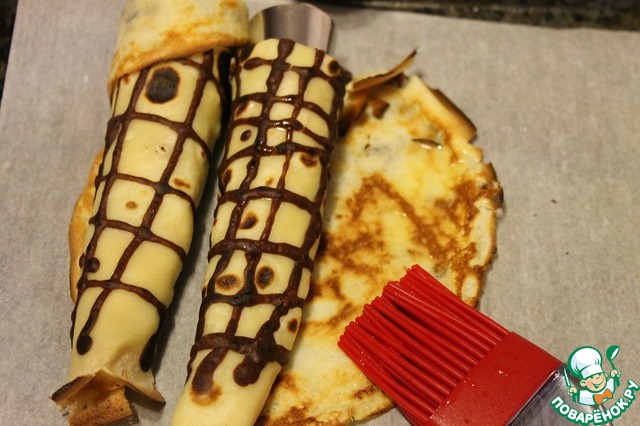 Horns pancake with cottage cheese filling