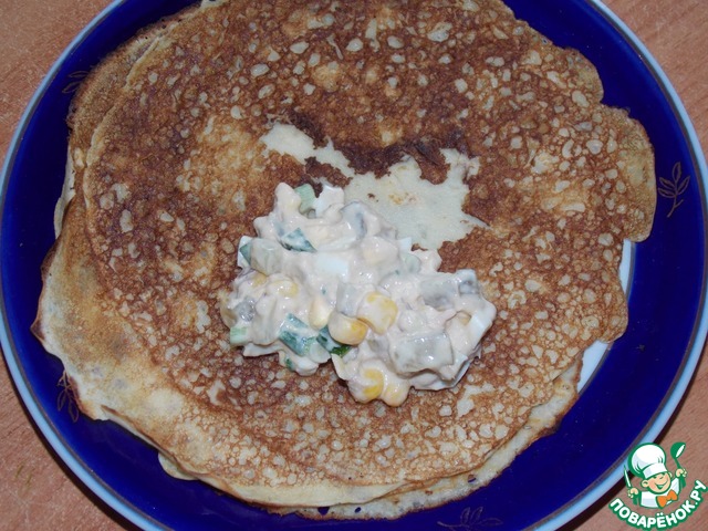 Pancakes with tuna salad