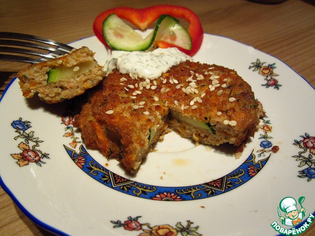 Fish cakes of salmon with stuffing