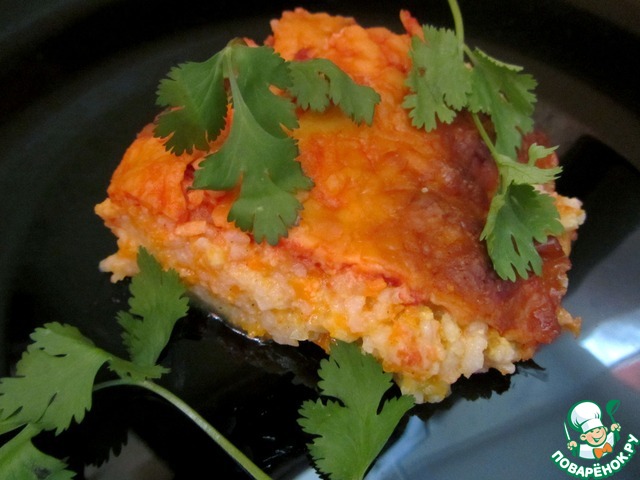 Cheese and rice casserole with pumpkin