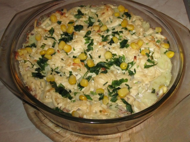 Casserole with meat and mushrooms