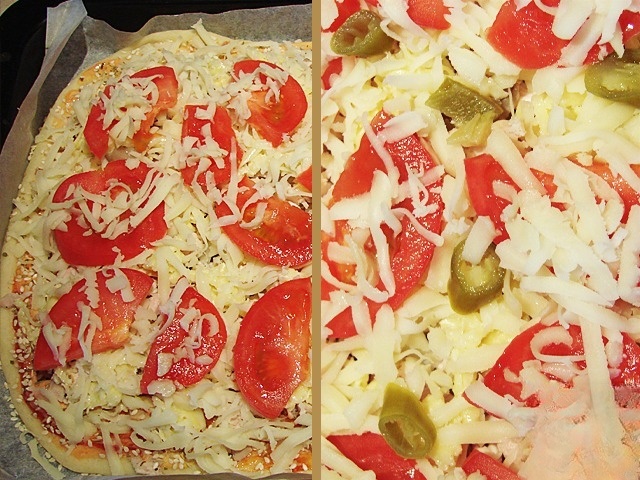 Spicy pizza with jalapenos