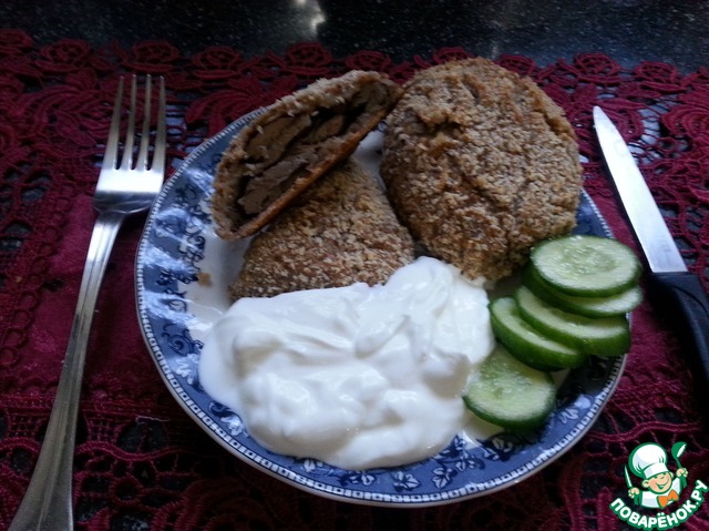 Buckwheat pancakes with chicken liver