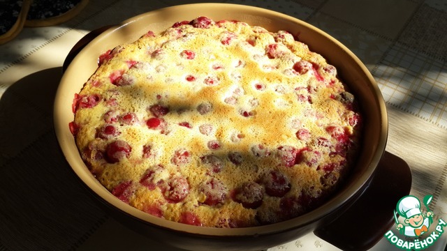 Delicate clafoutis with cherries