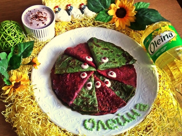 Vegetable pancakes with horseradish cream