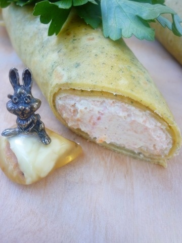 Carrot pancakes with cottage cheese and carrot filling