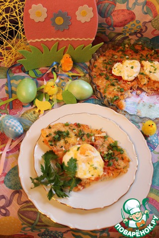 Rice with poached egg with tomato sauce