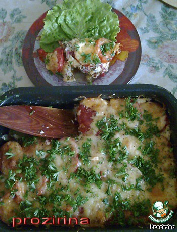 Vegetable casserole with smoked sausage