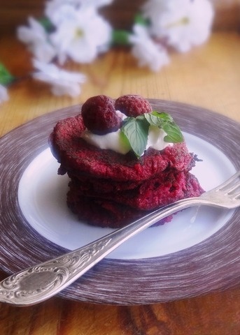 Beetroot buckwheat pancakes