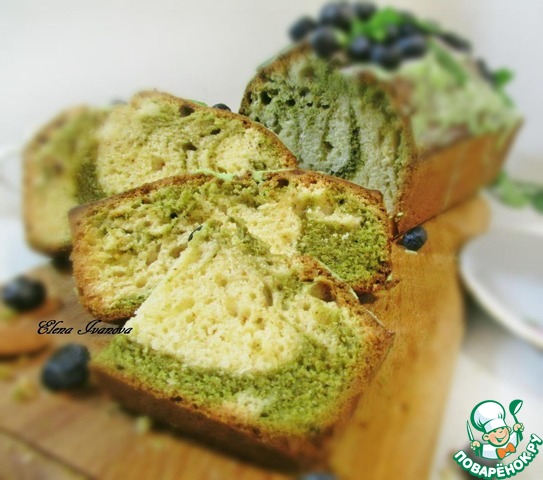 A cupcake with matcha