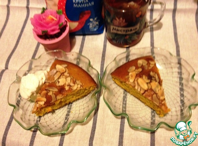 Постный апельсиновый манник с куркумой