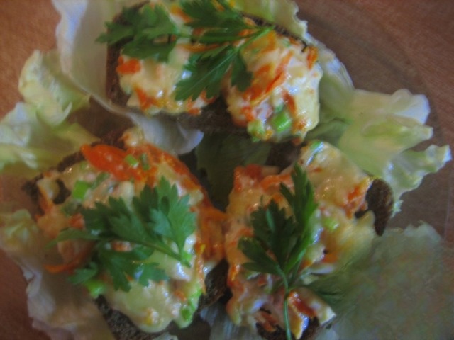 Dumplings and cheese with carrots