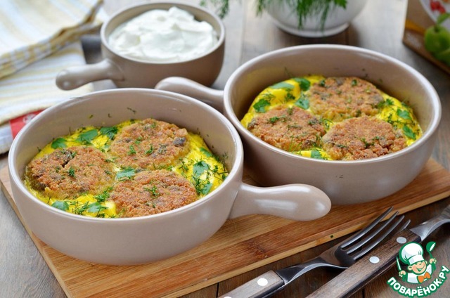 Oat mushroom patties in the eggs