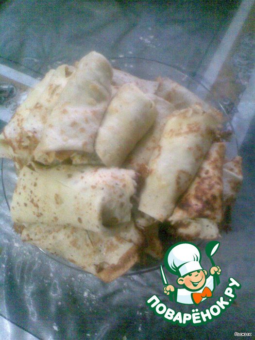 Pancakes with meat and rice