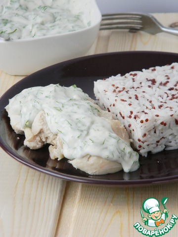 Rice with chicken in dill sauce