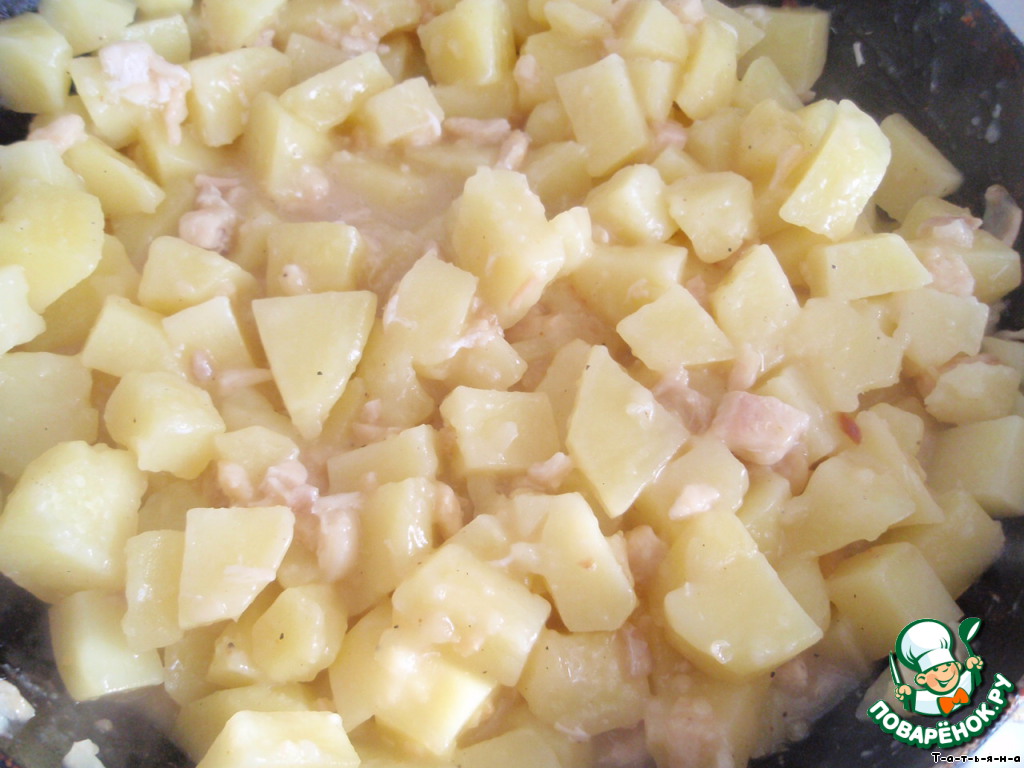 Potatoes in beer with bacon