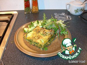 Green lasagne with prawns with pesto sauce