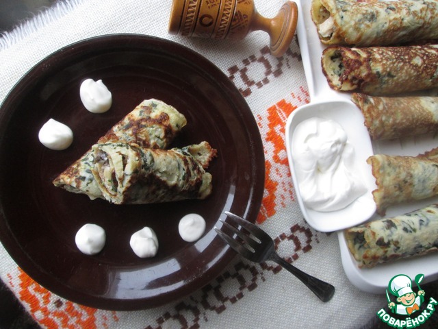 Pancakes with beer cheese and mushroom