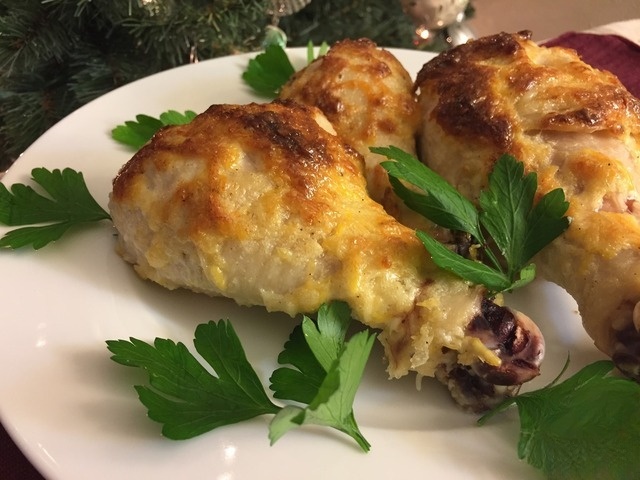 Chicken legs baked with cheese