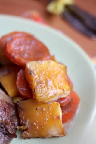 Chicken baked with pumpkin