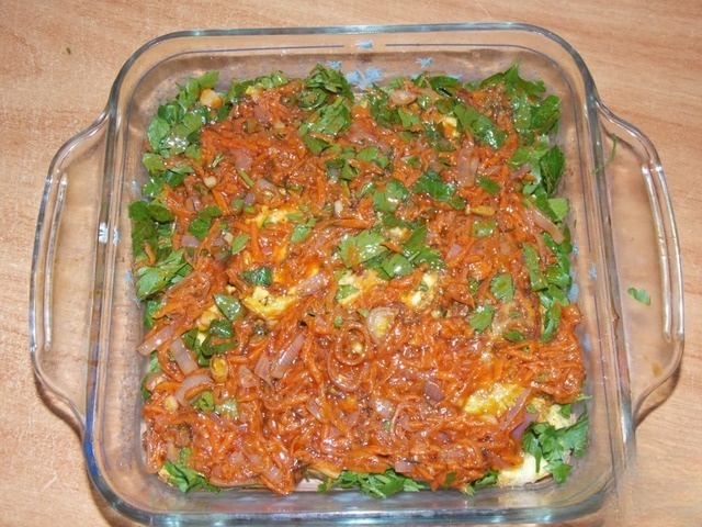 Zucchini baked with vegetables