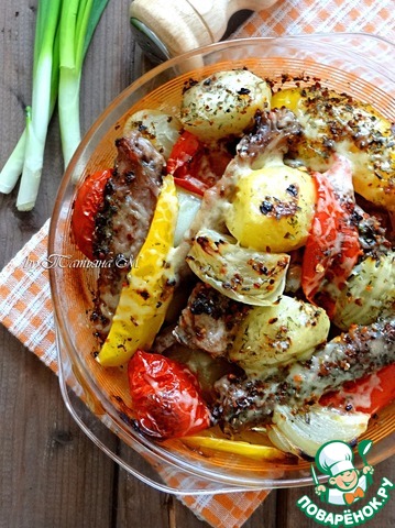 Baked potatoes with duck meat