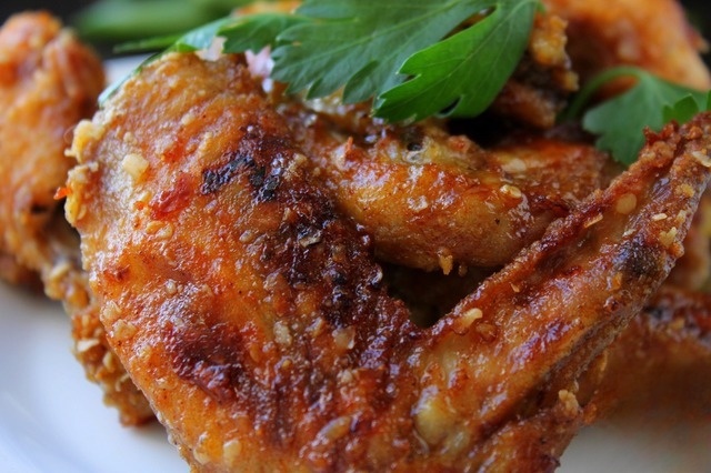 Spicy wings coated in oatmeal