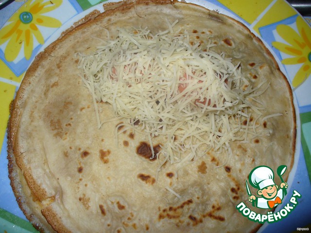 Pancakes with sausage and cheese