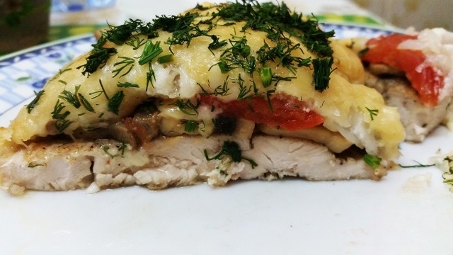 Chicken breast under a fur coat