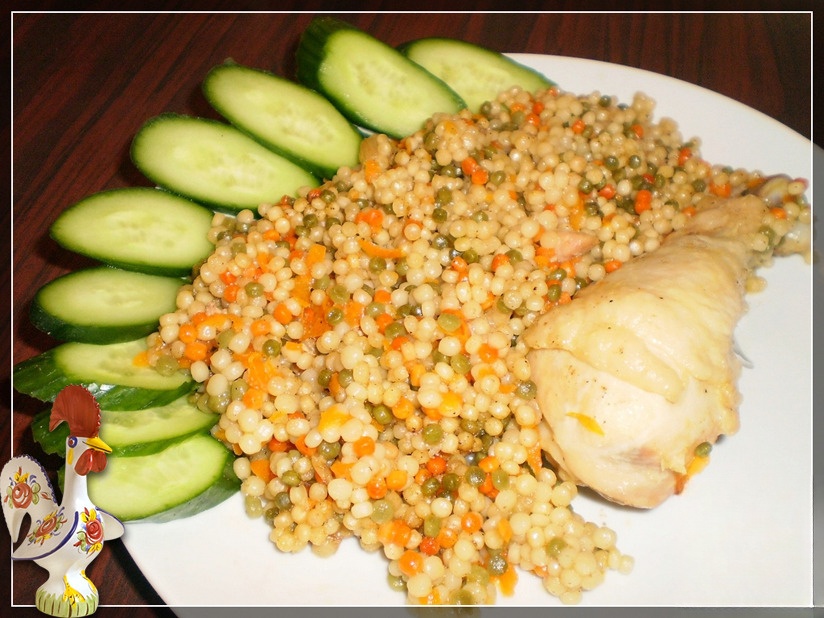 Chicken with ptitim (small dumplings) or fantasy on the theme of risotto