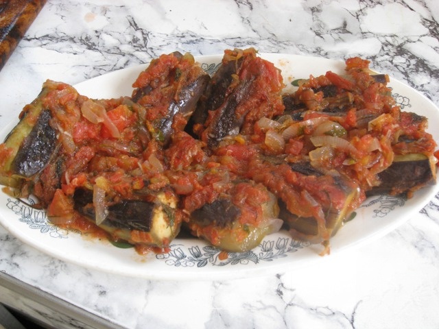 Eggplant stuffed striped