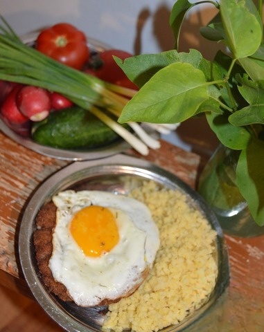 Steak of minced meat with egg