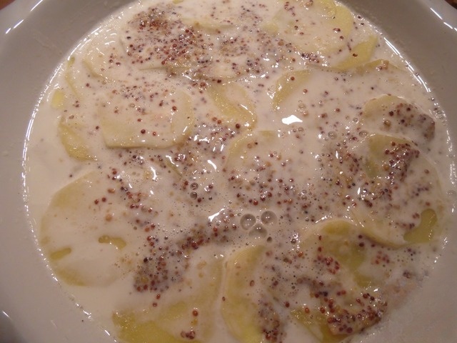 Potato gratin in a creamy mustard sauce