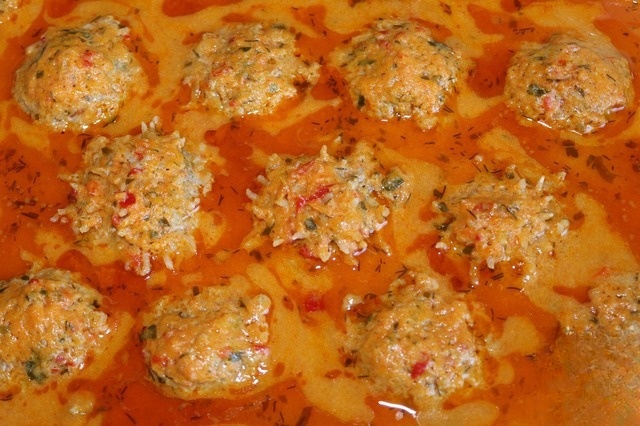 Meatballs, baked in a thick sauce