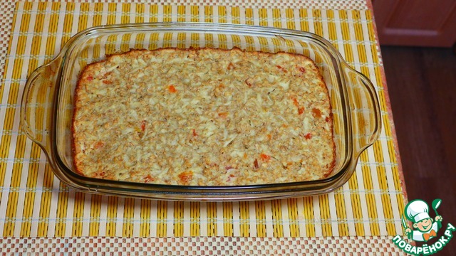 Овсяный пирог с яблоком и курагой