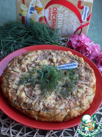 Pie with mushrooms and greens