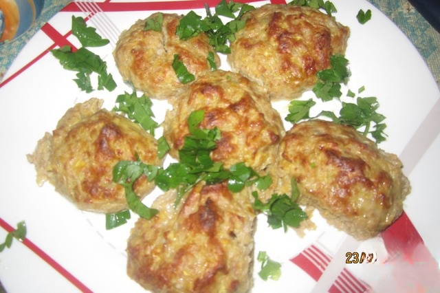 Baked chicken cutlets with pumpkin