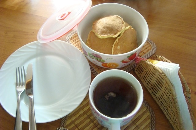 Pumpkin pancakes with vanilla yoghurt