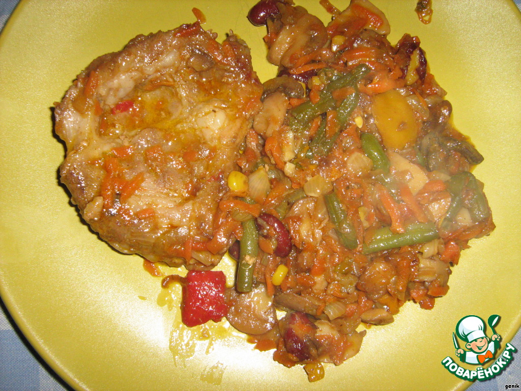 Pork chops with vegetable ragout