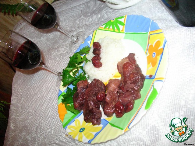 Pork with cherry sauce