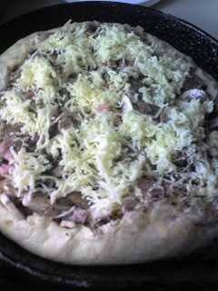 Pizza with pineapple and ham